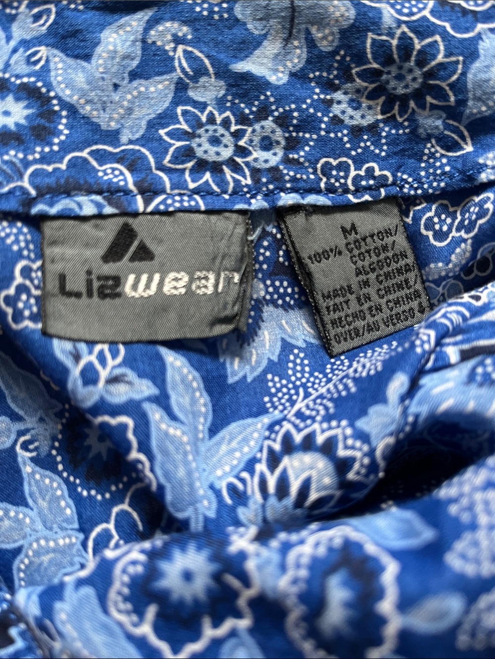 Vintage LizWear Blue Floral Wrap Sarong Skirt, Medium